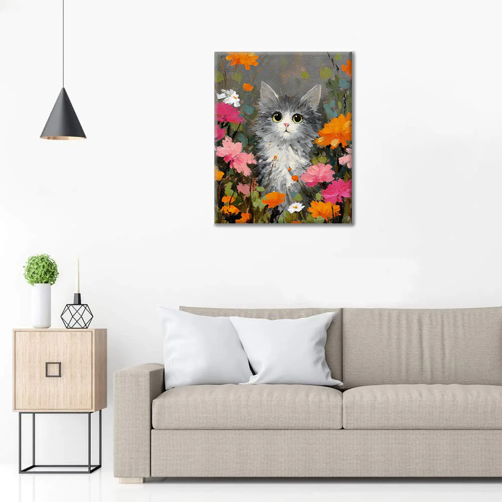 A cat among the flowers - Paint by Numbers - Image 3