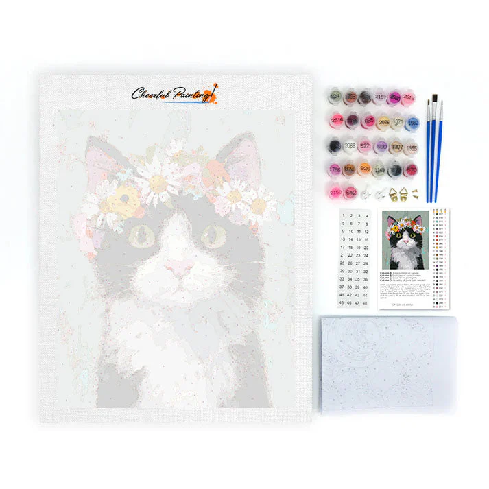 A cat wearing a flower crown - Paint by Numbers - Image 4
