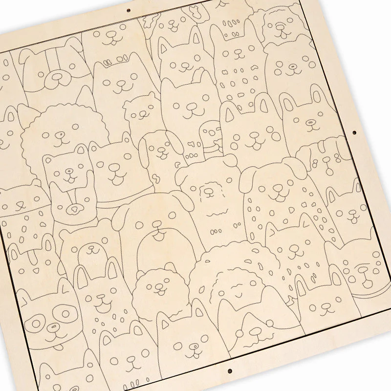 Line Art Puppy - Wooden Coloring Puzzle - Image 5