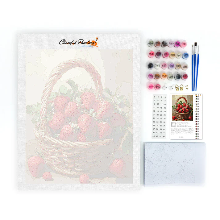 Basket of Luscious Strawberries - Paint by Numbers - Image 4