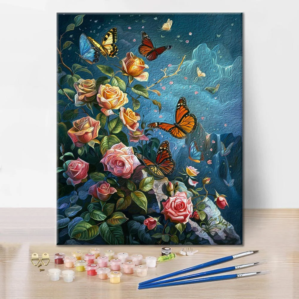 Butterflies and Roses - Paint by Numbers - Image 2