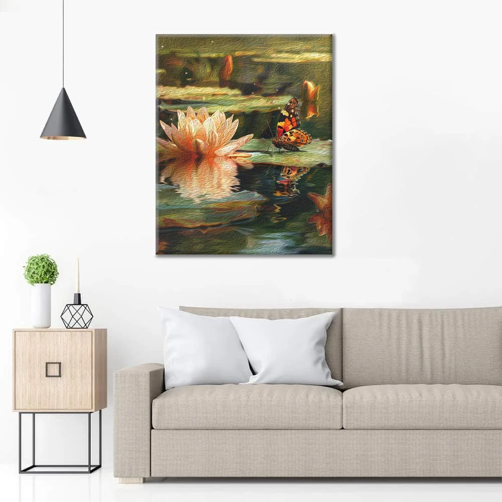 Butterflies and Water Lilies - Paint by Numbers - Image 3