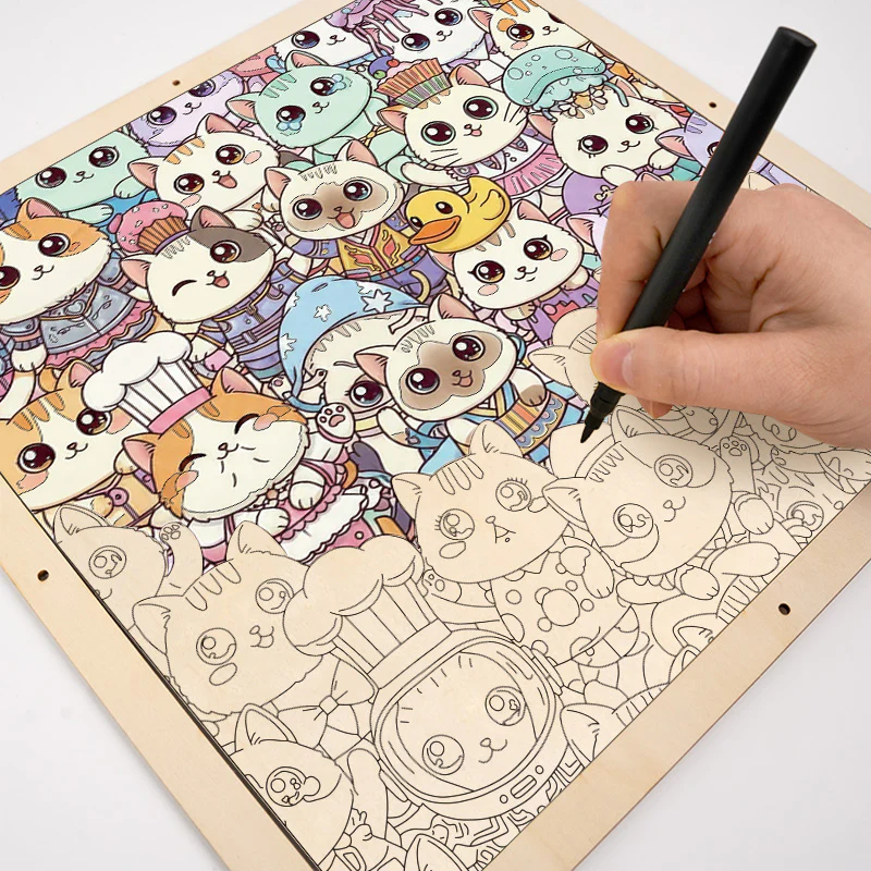 Cats I - Wooden Coloring Puzzle - Image 6