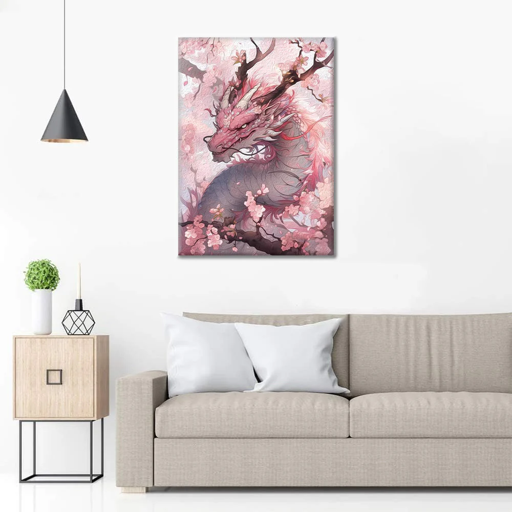 Cherry blossom dragon - Paint by Numbers - Image 3