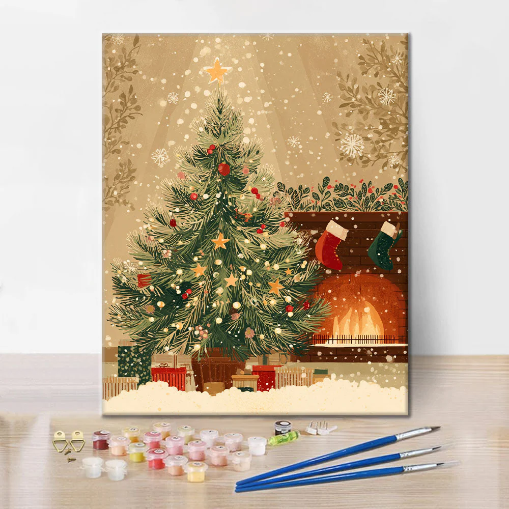 Christmas Tree and Fireplace - Paint by Numbers - Image 2