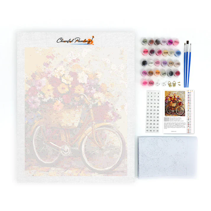 Flowers and Bicycles - Paint by Numbers - Image 4