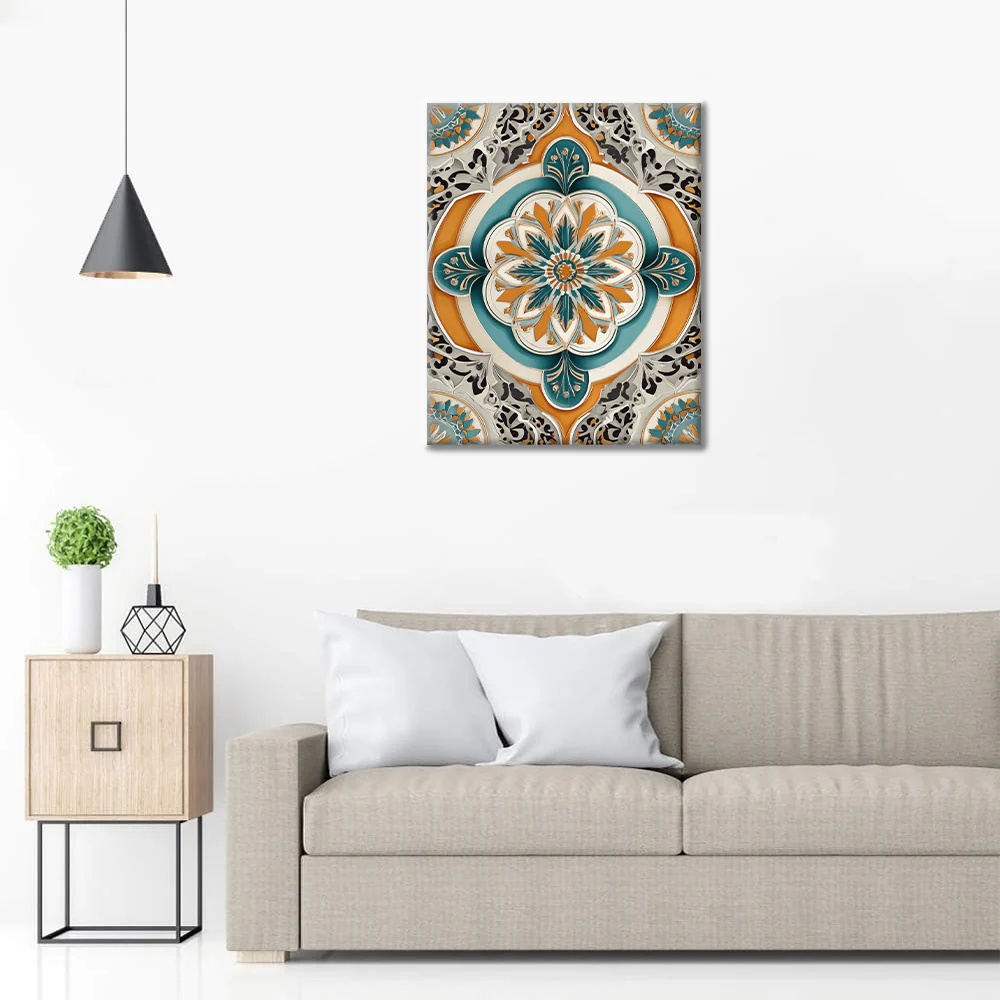 Golden Green Mandala - Paint by Numbers - Image 3