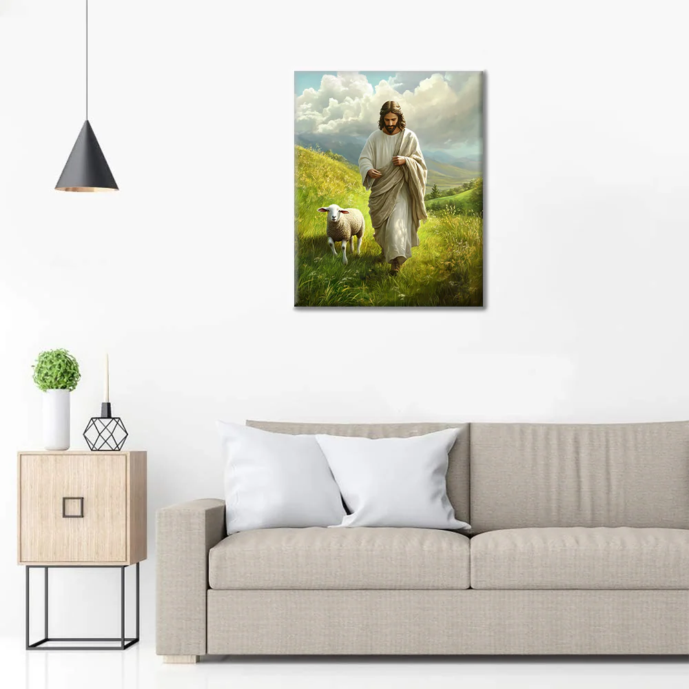 Jesus and Sheep - Paint by Numbers - Image 3