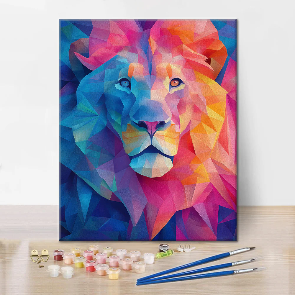 Geometric Lion - Paint by Numbers - Image 2