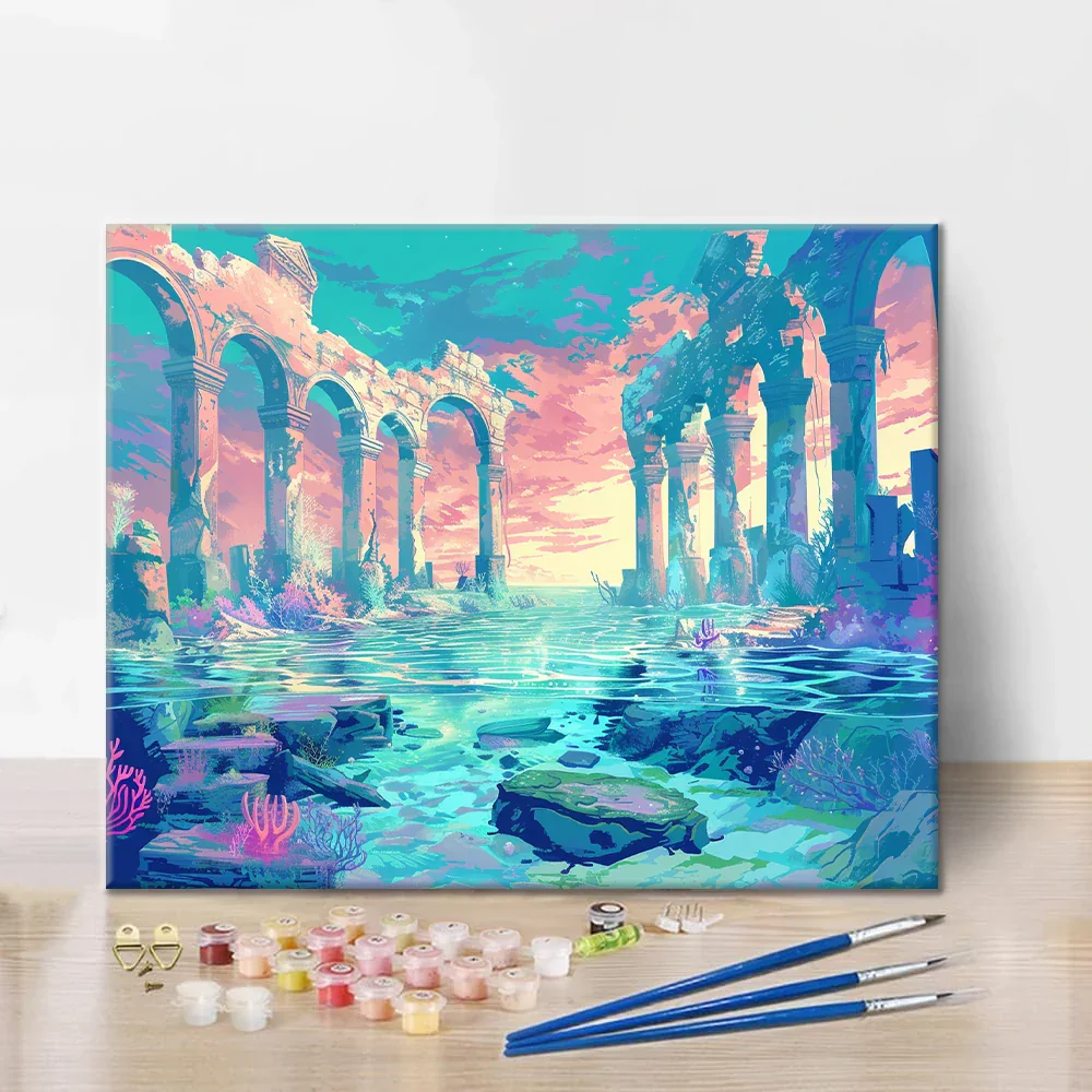 Ancient Ruins Underwater - Paint by Numbers - Image 2