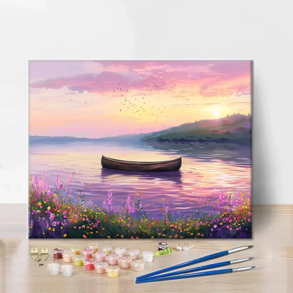 Boat on a Serene Lake - Paint by Numbers - Image 2