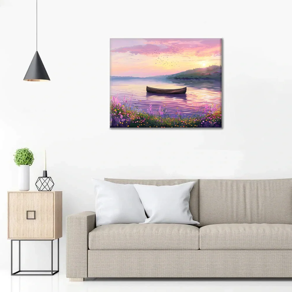 Boat on a Serene Lake - Paint by Numbers - Image 3