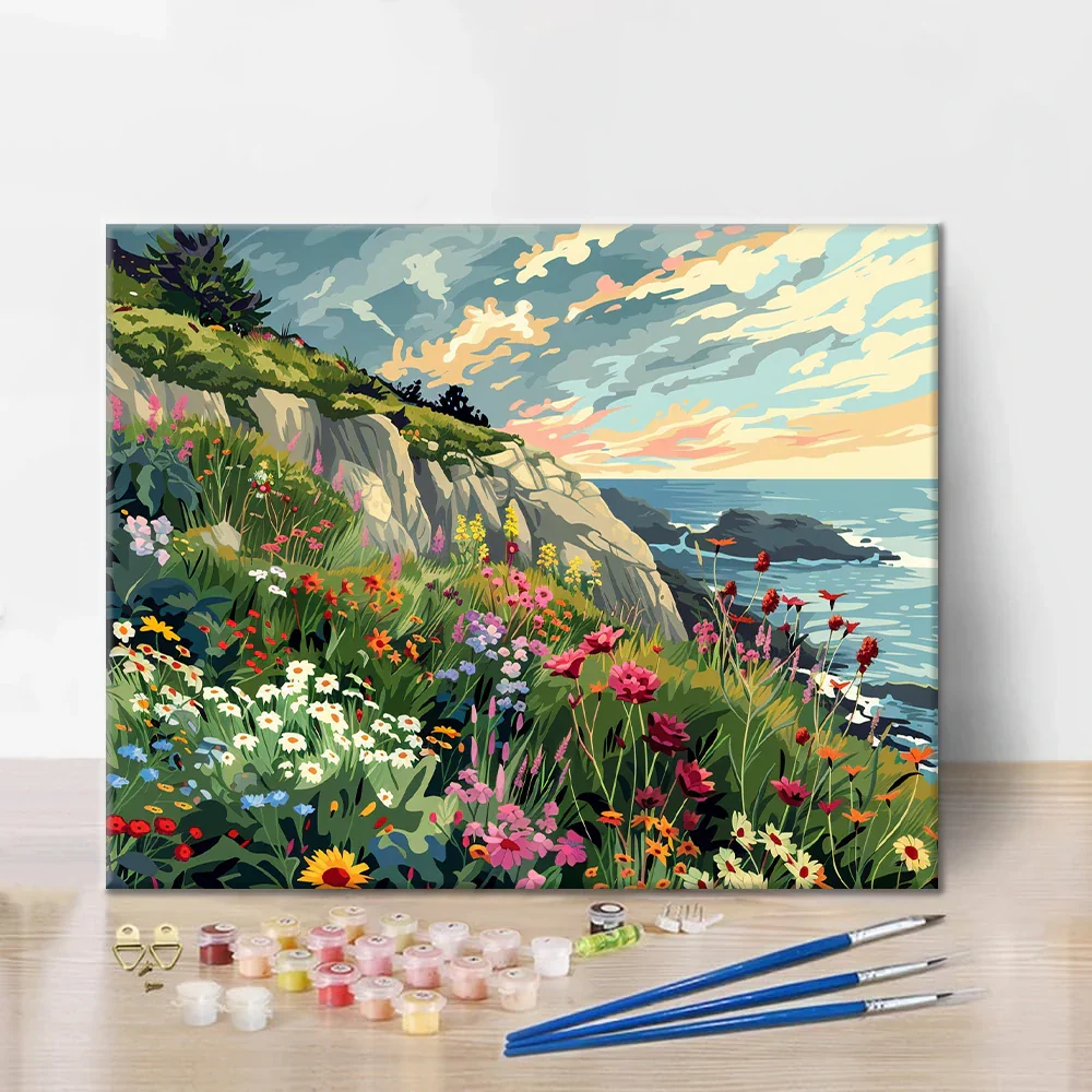 Coastal Flower Field - Paint by Numbers - Image 2
