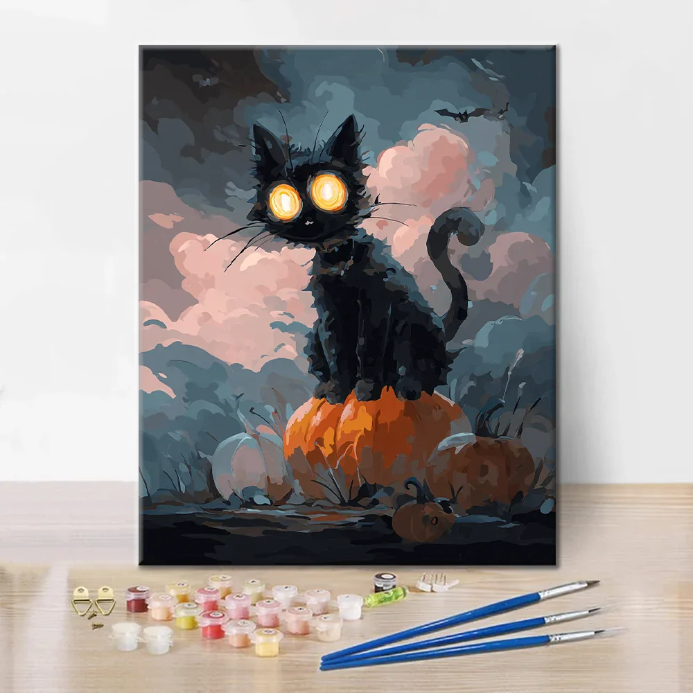Halloween Black Cat - Paint by Numbers - Image 2