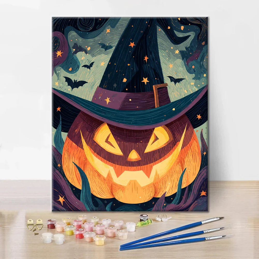 Jack-o’-Lantern with a Wizard Hat - Paint by Numbers - Image 2