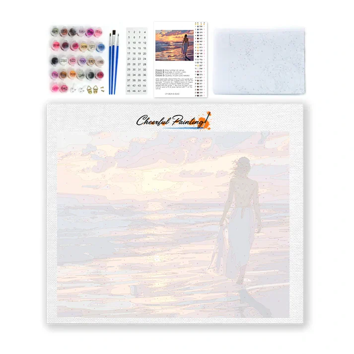 Sunset Beach Walk - Paint by Numbers - Image 4