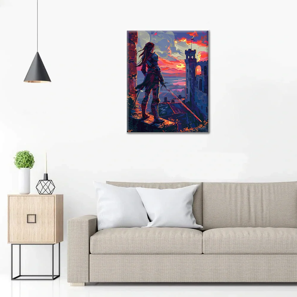 Warrior at Sunset - Paint by Numbers - Image 3