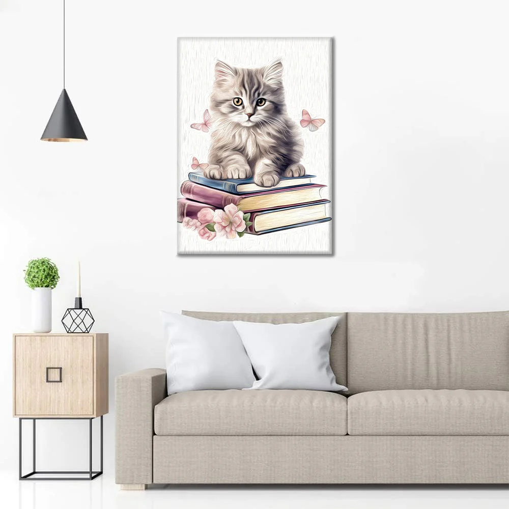 Cute Cats Clipart With Books - Paint by Numbers - Image 3