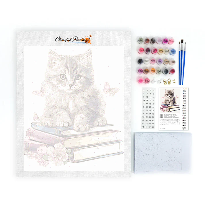 Cute Cats Clipart With Books - Paint by Numbers - Image 4