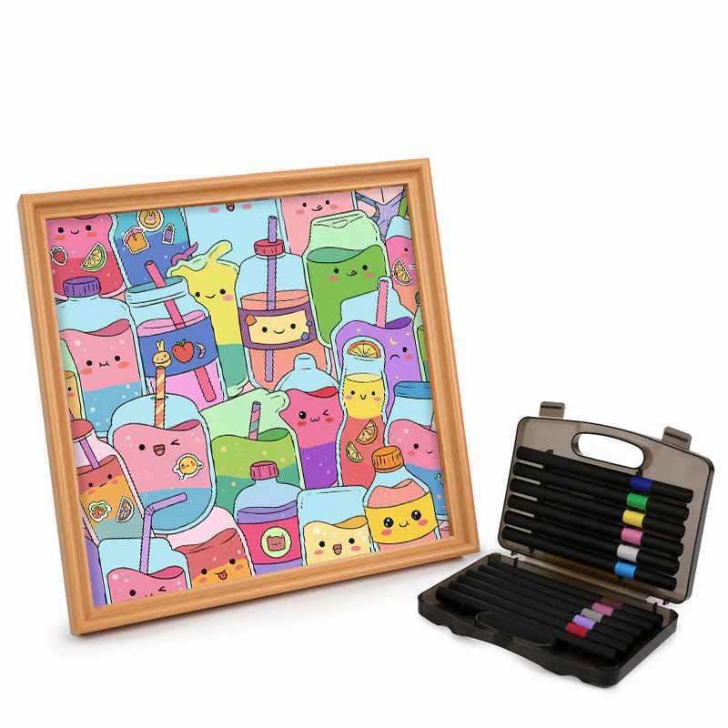 Cute juices - Wooden Coloring Puzzle - Image 3