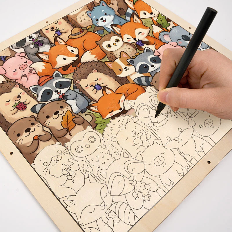 Cute Little Animals - Wooden Coloring Puzzle - Image 6