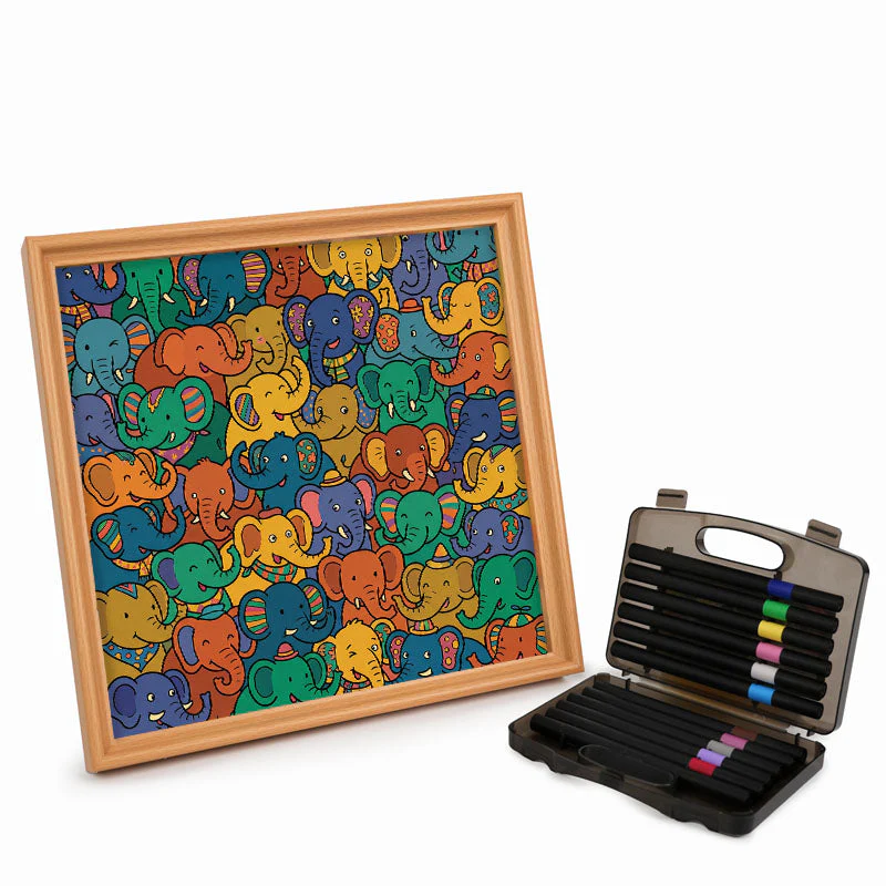 Elephant Party - Wooden Coloring Puzzle - Image 3