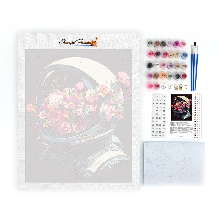 Flower-Filled Space Helmet - Paint by Numbers - Image 4