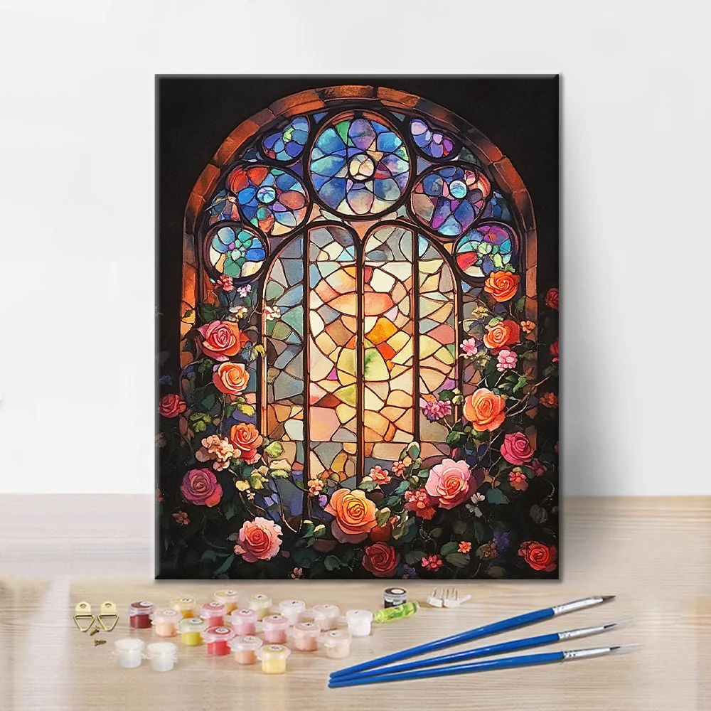 Flowery Window - Paint by Numbers - Image 2