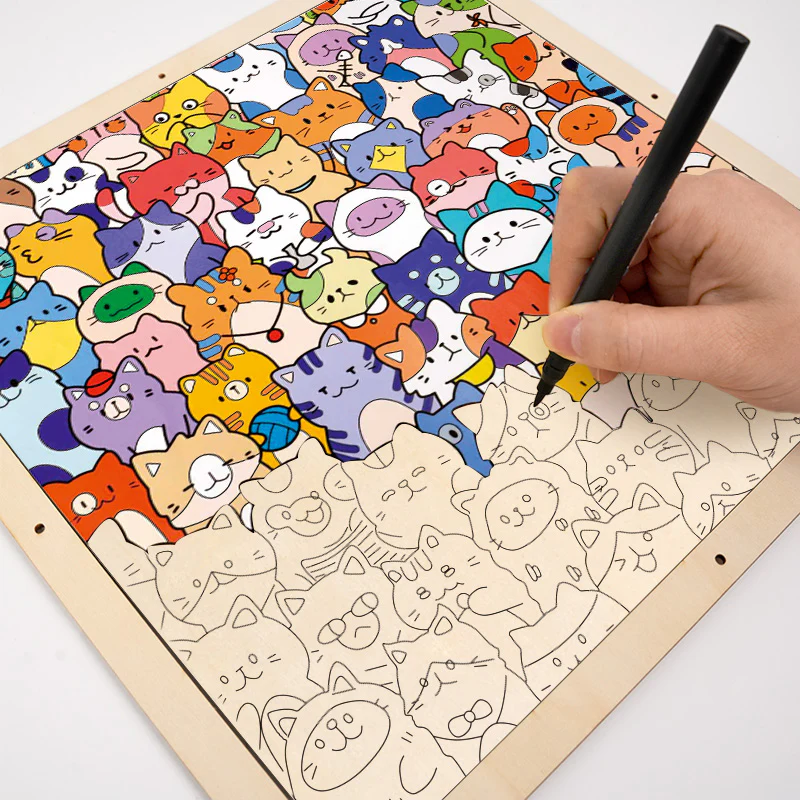 Little Kitties - Wooden Coloring Puzzle - Image 6
