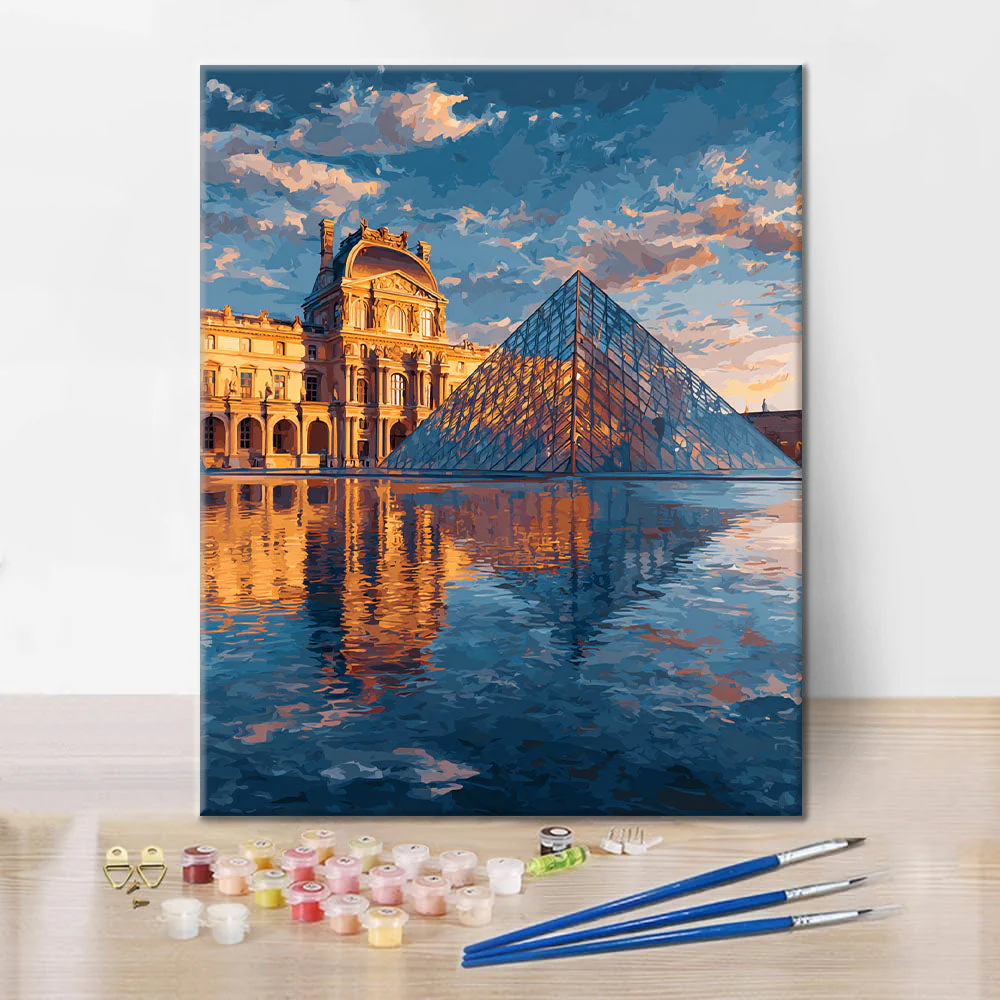 Louvre Pyramid Reflection - Paint by Numbers - Image 2