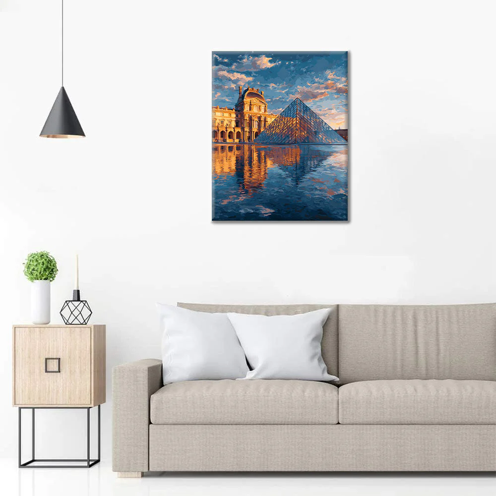 Louvre Pyramid Reflection - Paint by Numbers - Image 3