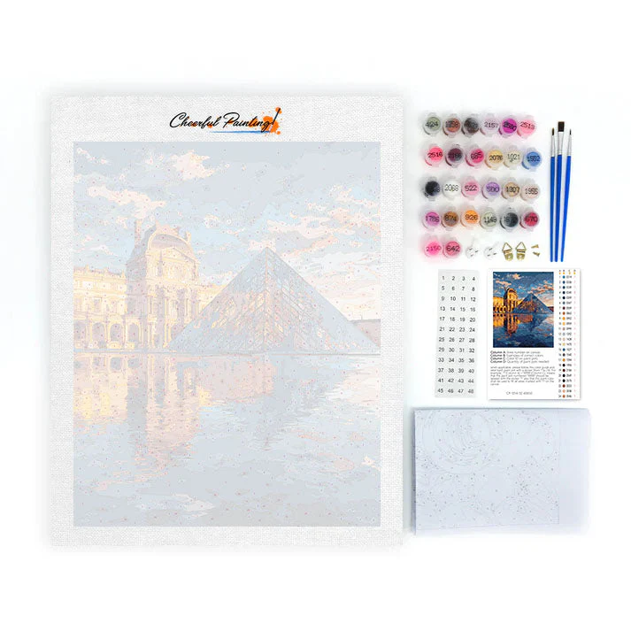 Louvre Pyramid Reflection - Paint by Numbers - Image 4
