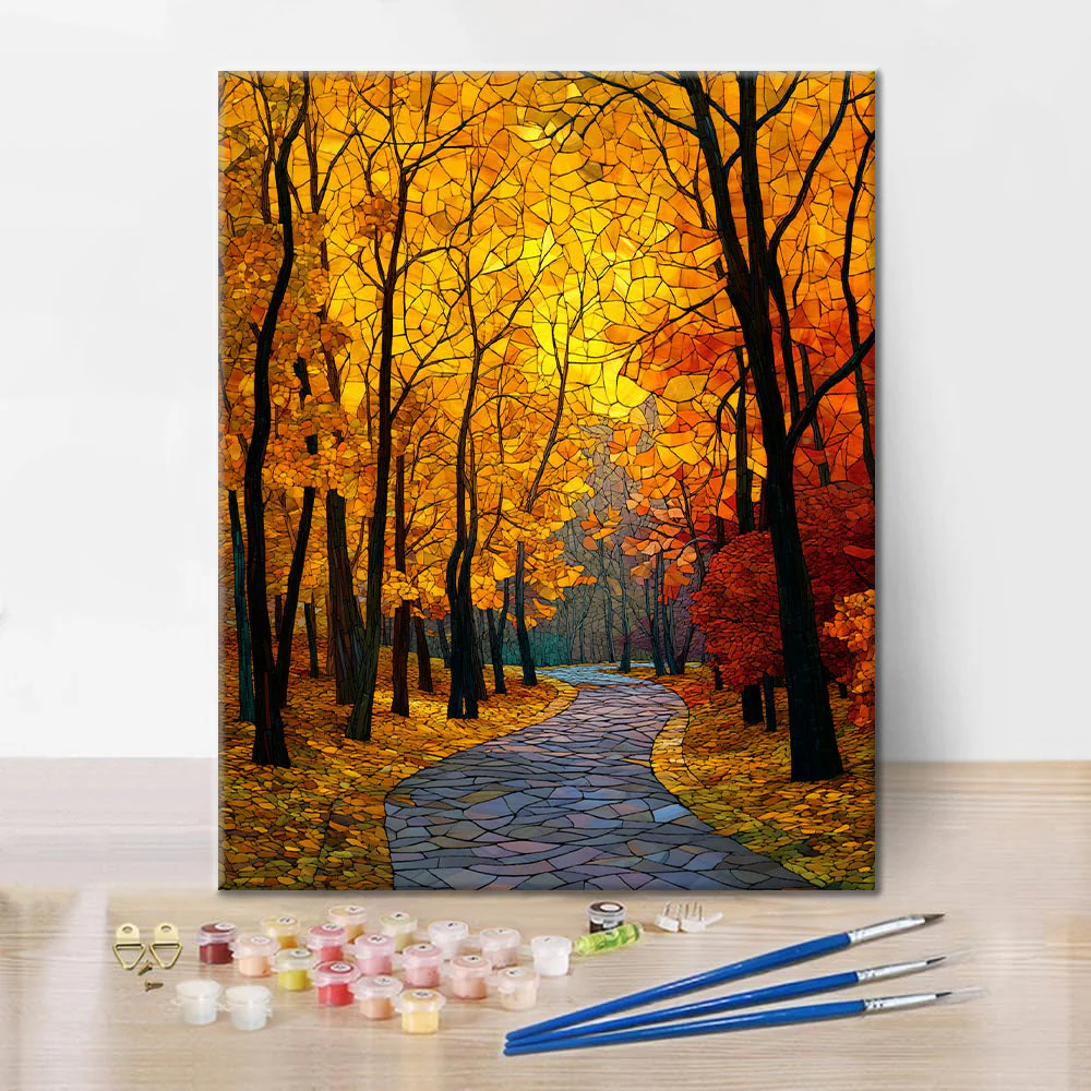 Mosaic Autumn Avenue - Paint by Numbers - Image 2