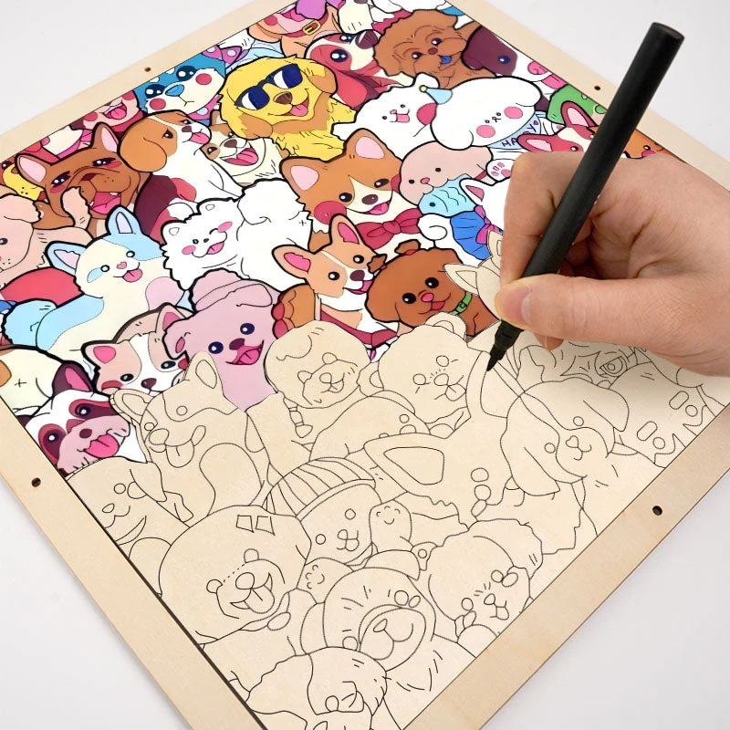 Pet Party - Wooden Coloring Puzzle - Image 6