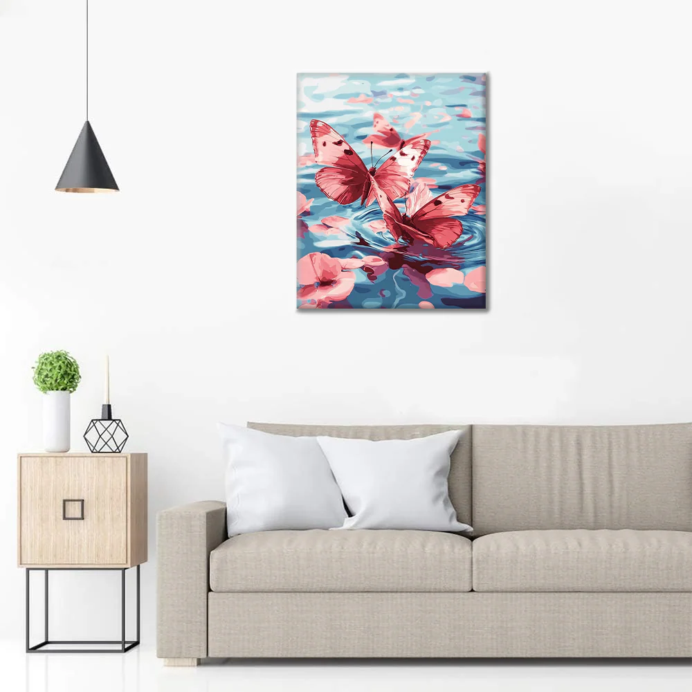 Pink Butterfly - Paint by Numbers - Image 3