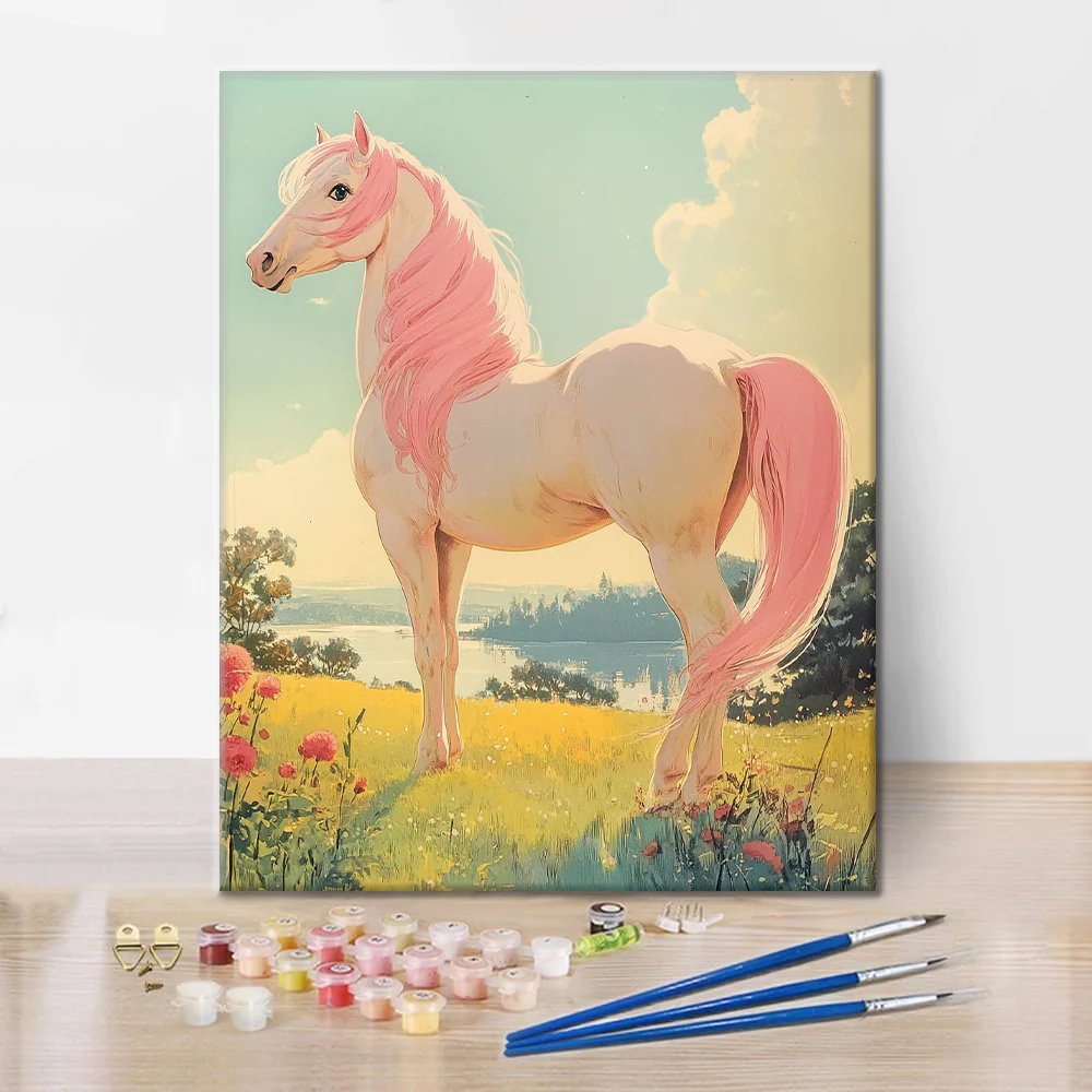 Pink Horse Gazing at the Horizon - Paint by Numbers - Image 2