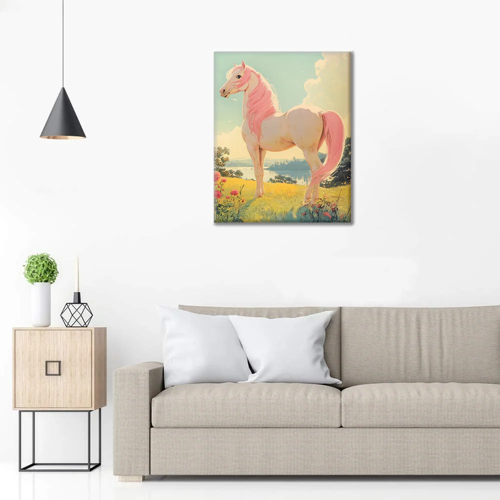 Pink Horse Gazing at the Horizon - Paint by Numbers - Image 3