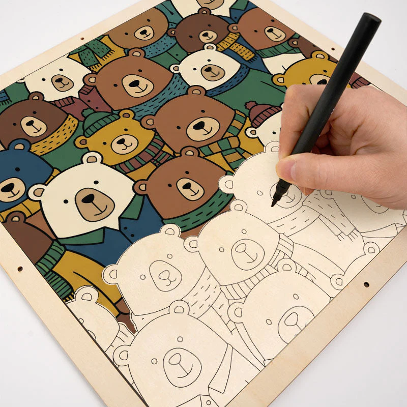 Scarf Bears - Wooden Coloring Puzzle - Image 6