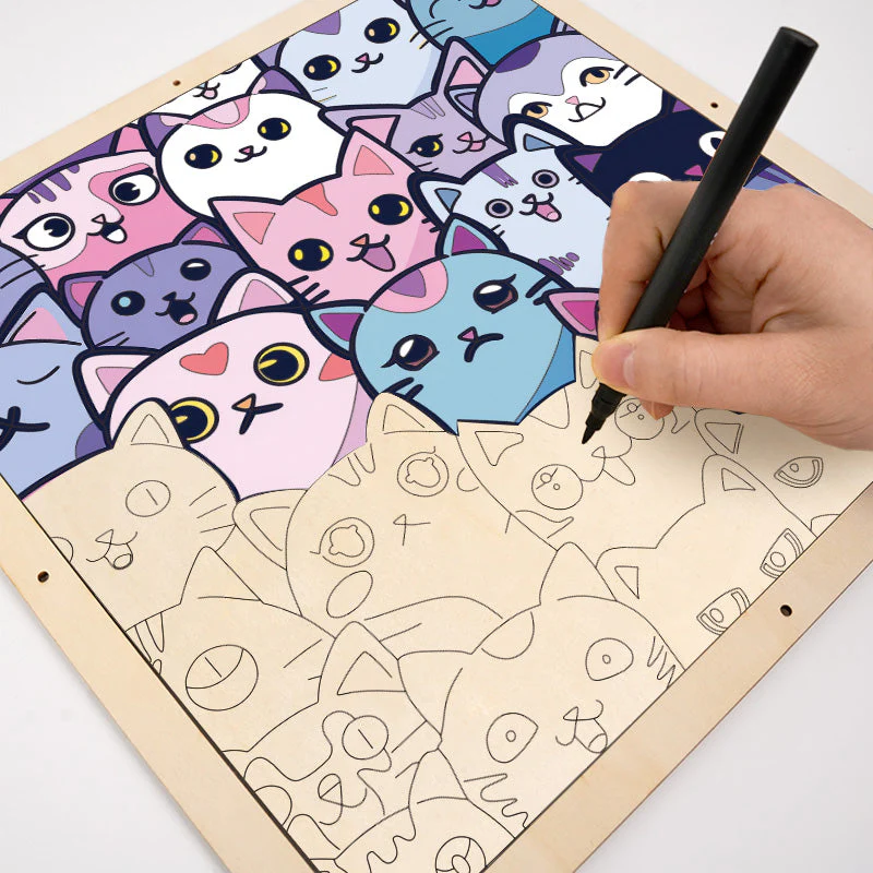 Silly Kitties - Wooden Coloring Puzzle - Image 6