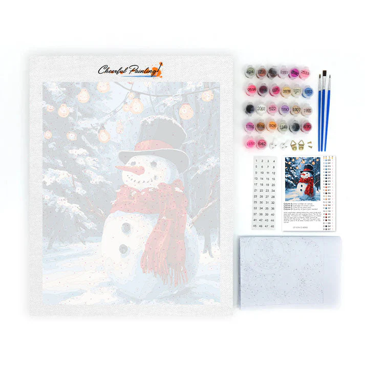 Snowman with Christmas Lights - Paint by Numbers - Image 4