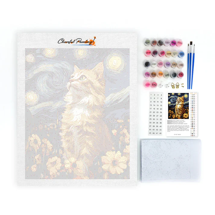 Starry Night Cat - Paint by Numbers - Image 4