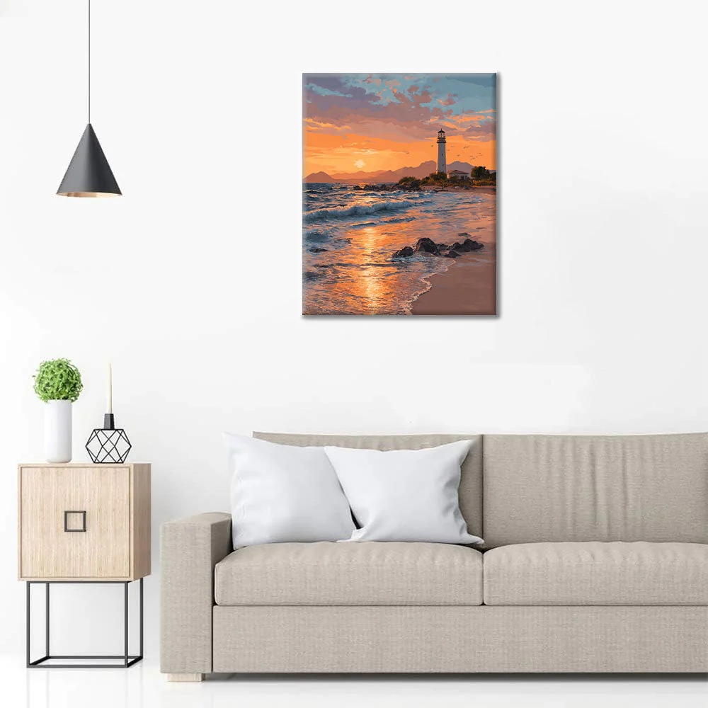 Sunset Lighthouse - Paint by Numbers - Image 3