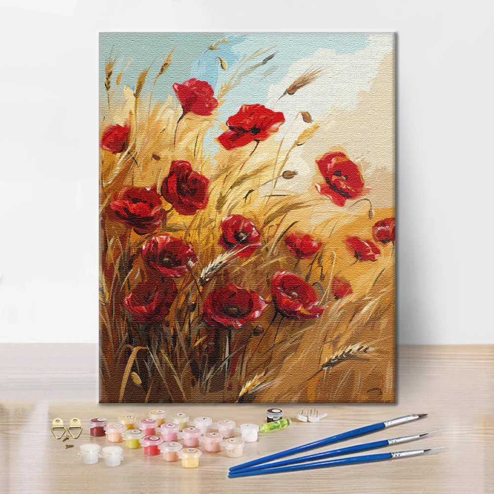 Wheat Field and Flowers - Paint by Numbers - Image 2