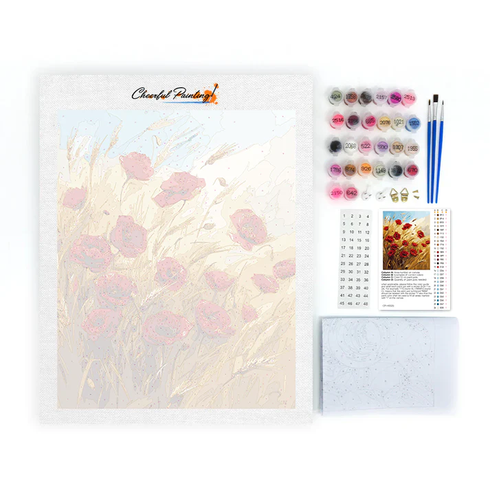 Wheat Field and Flowers - Paint by Numbers - Image 4