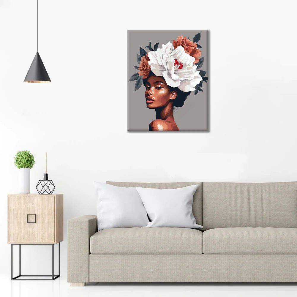 Woman with flower hair - Paint by Numbers - Image 3